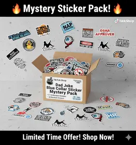 Funny Adult Mystery Sticker Pack - 5, 15, or 30 Pack Blue Collar Dad Humor - Funny Work Jokes & Hard Hat Decals