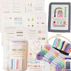 2026 New Embroidery Stitching Book Set, Portable Full Scene Embroidery Stitching Book, Includes Tool Kit and Teaching Tutorial