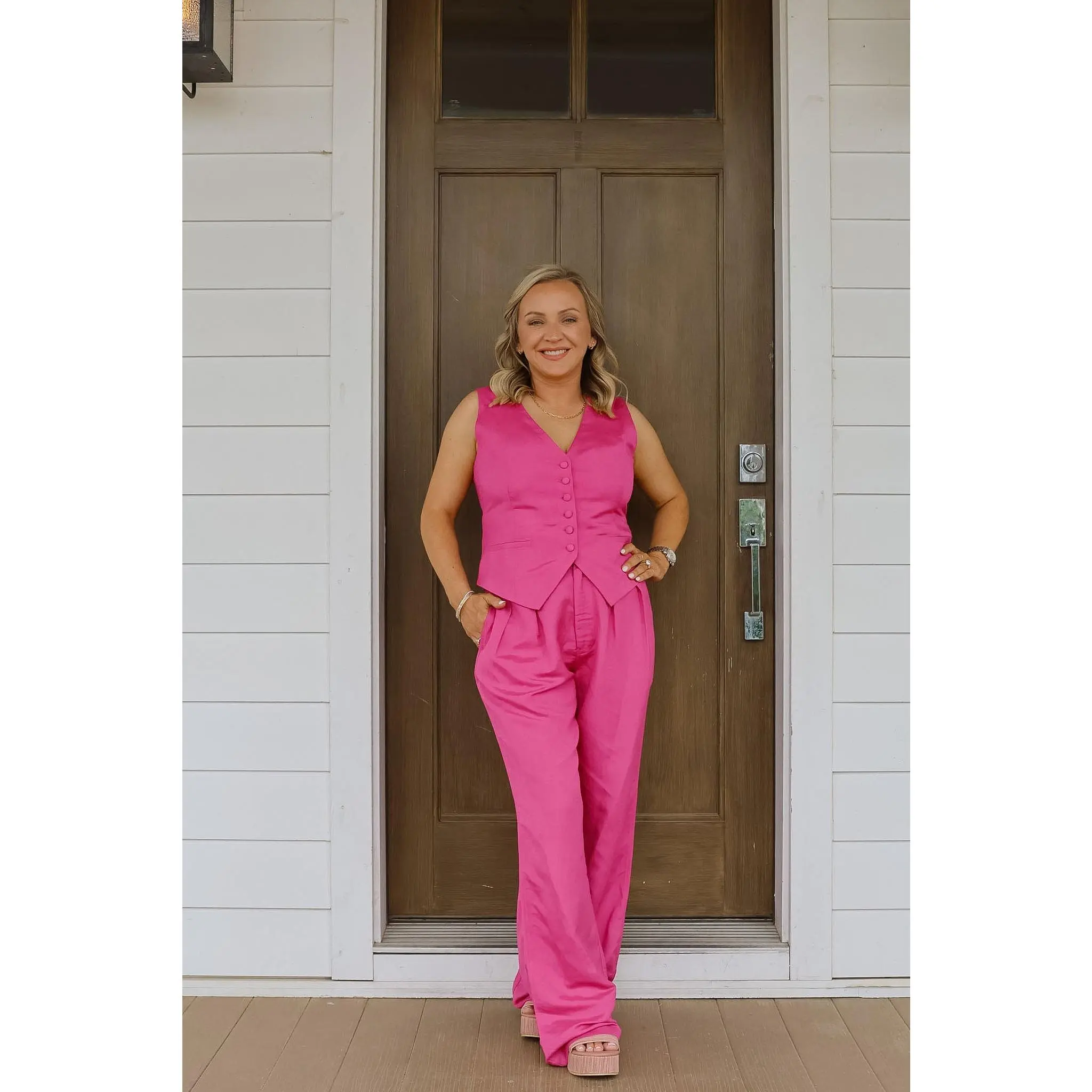 Fuchsia Pleated Pants
