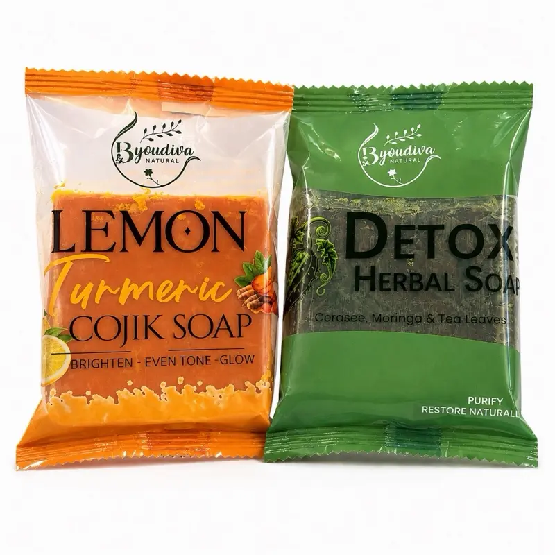 2 pack of Dark Spots & Acne Treatment Soap Set | Turmeric Glow + Detox Face Soap | Face & Body | ByouDiva