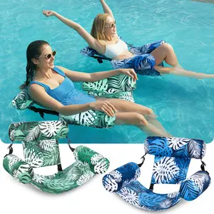 Adult Pool Float Lounger, Inflatable Pool Lounge Float, Tropical Plant Print Floating Hammock Mat, Inflatable Water Seat for Summer Parties, Pool, Beach, Lake and Water Fun