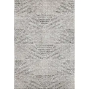 HomeRoots 664880 8 x 10 ft. Taupe & Ivory Geometric Transitional Washable Machine Made Rectangle Area Rug with UV Protection