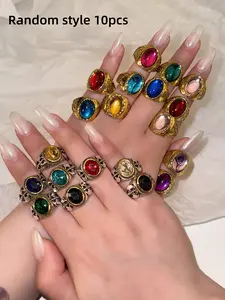 Random Color Avengers Ring, Statement Rings, Fashion Jewelry for Party, Daily Clothing Decor, Trendy All-match & Exquisite Jewelry for Birthday Gift