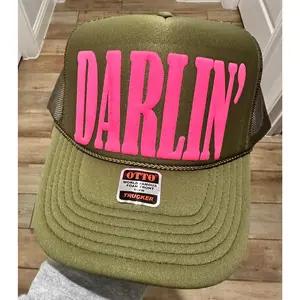 Darlin’ Neon Pink Puff Trucker Hat