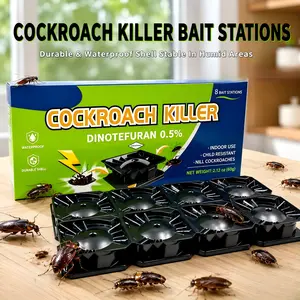 Cockroach Bait Stations 8 Pack – Indoor Roach Killer Trap, Low Odor Formula, No Residue, Easy No-Touch Pest Control for Home & Kitchen