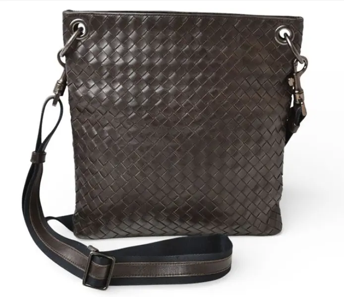 Pre-owned BOTTEGA VENETA Leather Shoulder Bags Brown Woven Crossbody Bag twins LDJ4633