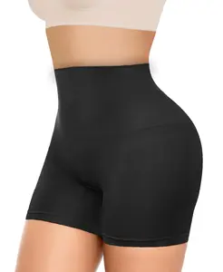 ZENUTA 2 PACK Tummy Control Shapewear Anti Chafing Underwear Slip Shorts for Under Dresses Seamless Boyshorts for Women Thigh Slimmers (B-Mid Waist-Black M-L)