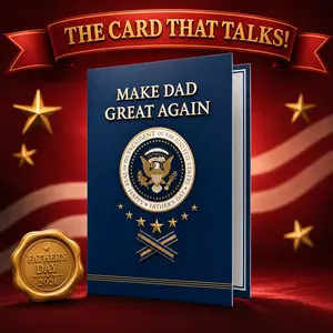 Funny Presidential Talking Father’s Day Card for Dad, Make Dad Great Again 25s Voice Message Card with Sound, Red Best Dad Greeting Card Gift for Dad Husband Grandpa from Son Daughter Wife