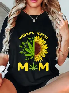 100% Cotton Unisex World's Dopest Mom Weed Marijuana Cannabis Weed Mother's Day T-Shirt