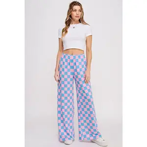 Plus Size Checkered Knit Pants