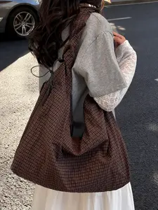 New Lazy Style Drawstring Underarm Bag, Large Capacity Casual Commute Shoulder Bag, Simple Versatile Women's Bag, Multiple Colors Available, Casual Crossbody Bag