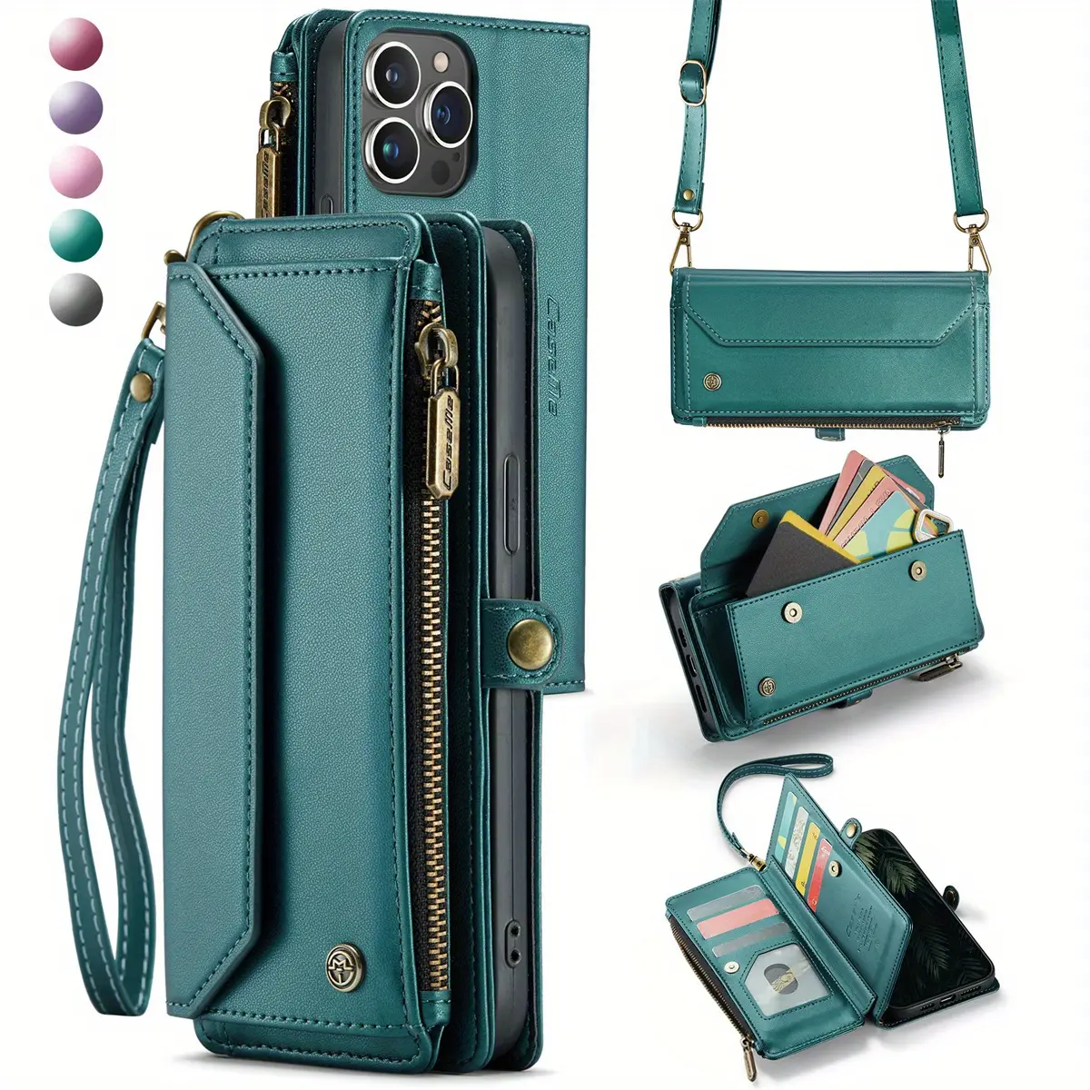 Wallet Phone Case, Flip Folio Book Faux Leather Protective Cover with Blocking Card Holder, Support Wireless Charging, for iPhone 17/Air/16e/16/11/12/13/14/15 Pro Max/15 Plus/13 Mini/7/8 Plus/SE 2022/SE 2020