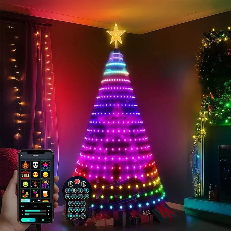 400-LED Smart Bluetooth DIY Star String Lights, High-Quality Green Wire, App-Controlled RGB, Waterproof, Android/iOS Compatible, for Christmas Tree, Room Decoration Gift, Water Proof