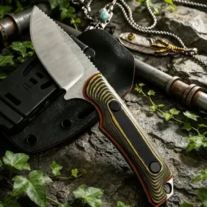 Outdoor Hunt Hidden Canyon Hunter EDC Fixed Blade Knife 2.79" 8Cr13Mov Drop Point Ergonomic RazorSharp D2 Battlewash Set