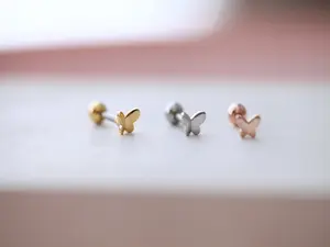 3d Butterfly Tragus Threadless Labret • 18g Cartilage Earring • 20g Screwback Barbell • Cartilage Stud • Small Spring Dainty Conch Earring