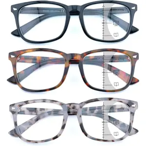 3 Pack Bifocal Reading Sunglasses for Women Men Bi-focal Sun Readers PC Frame Fixed Hinge Dual Focal Clear Top Eyewear