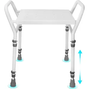 Shower Chair Seat with Arm for Inside Shower - Adjustable Up to 24 Inches Shower Stool with Suction Feet for Seniors, Elderly, Handicap & Disabled, Support Shower Bench