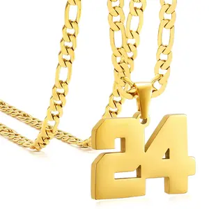 Golden color 00-99 Full Number Pendant Cuban Chain Necklace | Hip-hop Style | Gift For Him or Her | Waterproof and Corrosion-Resistant Material