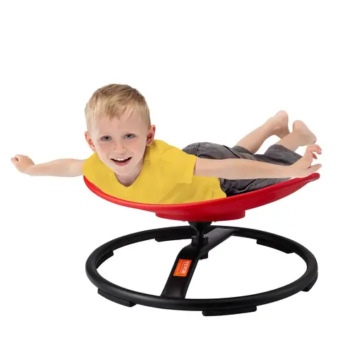 【ChristmasGift】VEVOR Backless Kids Swivel Chair, 220 LBS Capacity, Stable Metal Base, 20.5" Wide Anti-Slip Metal-Plastic Base, Eco-Friendly PP, Thick Seat for Daily Play, Thickened Edges Support Secure Grip, Balance Training, 360° Spin, Red
