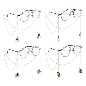 4 Pcs Goth Glasses Chain For Women Men Black Bat Sunglass Eyeglass Strap Holder