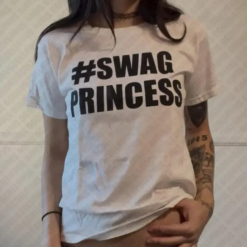 Swag Princess Baby Tee, Gothic Grunge Graphic Shirt, Y2K Fashion, 2000s, Vintage, Streetwear, Harajuku, Emo, Retro, Women Clothing, Casual Short Sleeve Top, Gift for Her