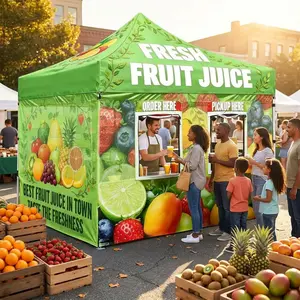 Fruit Juice Tent 10*10ft Concession Stand Aluminium Frame Canopy Food Booth Tent for Pop up Shop & Snack Bar