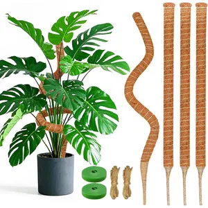 4 Pack 28 Inch Moss Pole Monstera  Support, Coir Moss Poles for Climbing Indoor , Bendable  Stake Trellis for Potted , Pothos, Philodendron