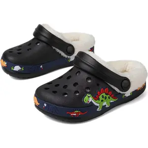 L-BN042   Toddler Lined Clog Slippers Winter Garden Sandals Kids House Shoes Warm Slip On Sneakers Cartoon Slides for Boys and Girls Children Indoor Outdoor