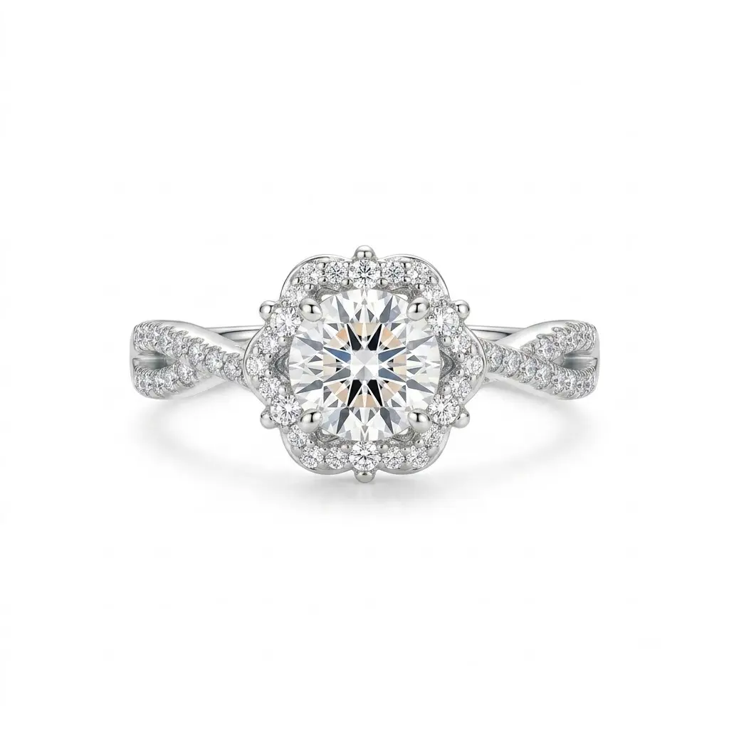 (Cinderella) 925 Sterling Silver Synthetic Moissanite Ring