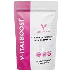 VitalHealth V-ITALBOOST 60 Veggie Capsules with Echinacea Turmeric & Cinnamon for Immune Support and Respiratory Health Lung Vitality