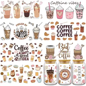UV DTF Cup Wrap - 8 Sheets  UV DTF Cup Wraps for 16 oz Cake Drink Milk Uvdtf  Ice Cream Rub on Transfer Stickers for Glass DIY Crafts