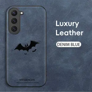 Luxury artificial leather phone case for Samsung S25FE/S25edge/S24 Ultra/S24+/S23FE/S22plus/S21FE/S20/note10/note20ultraprotective, high-quality, Bat Messenger