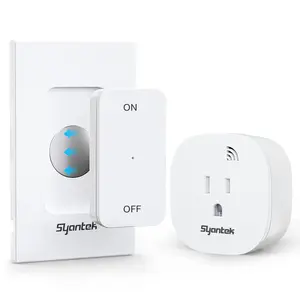 Syantek Wireless Remote Control Outlet, 15A/1875W Wall Mounted Remote Light Switch, 100FT Long Range Switch for Lights, Fans, Christmas Lights, Appliance
