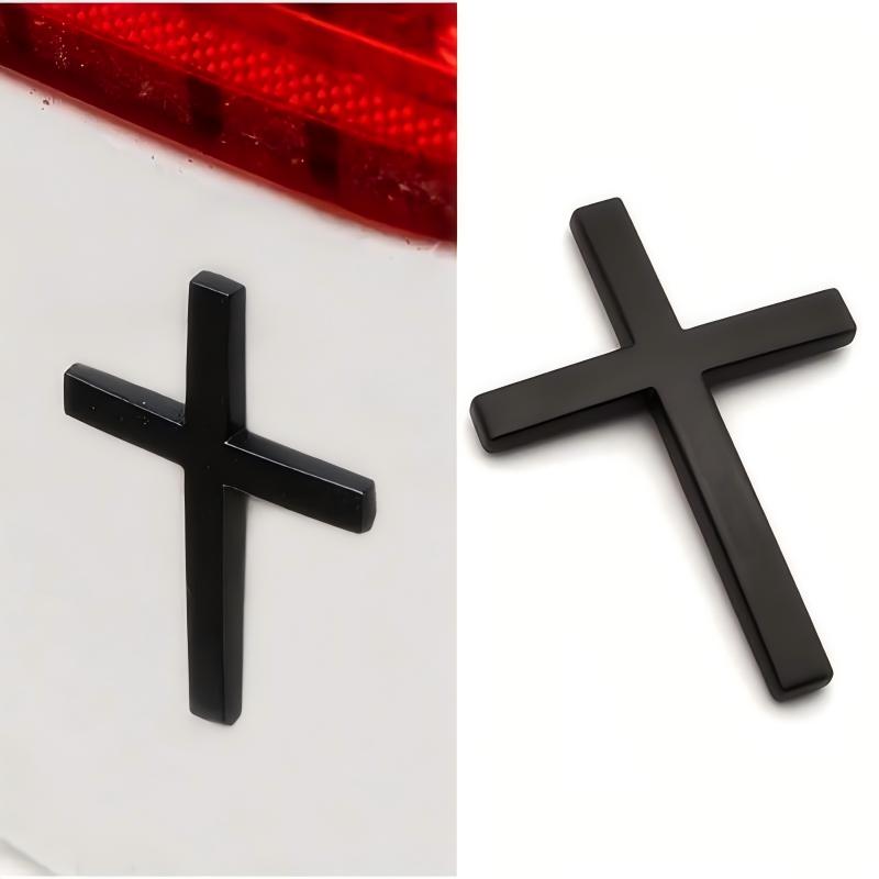 Two Pcs 3D Cross Sticker Christian Car Exterior Decorative Sticker Universal Car Accessories for Motorcycle & SUV Emblem Badge Decal Decoration Two Pcs No Warranty