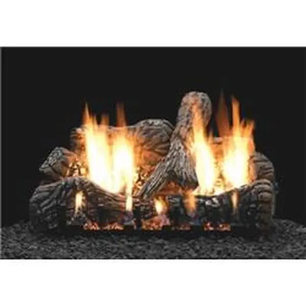 4-Piece 24 in. Ceramic Charred Oak Log Set - Hand Painted, Gas Powered, 18 in. Option, Vent-Free Safe, Approved for Vent-Free Fireboxes