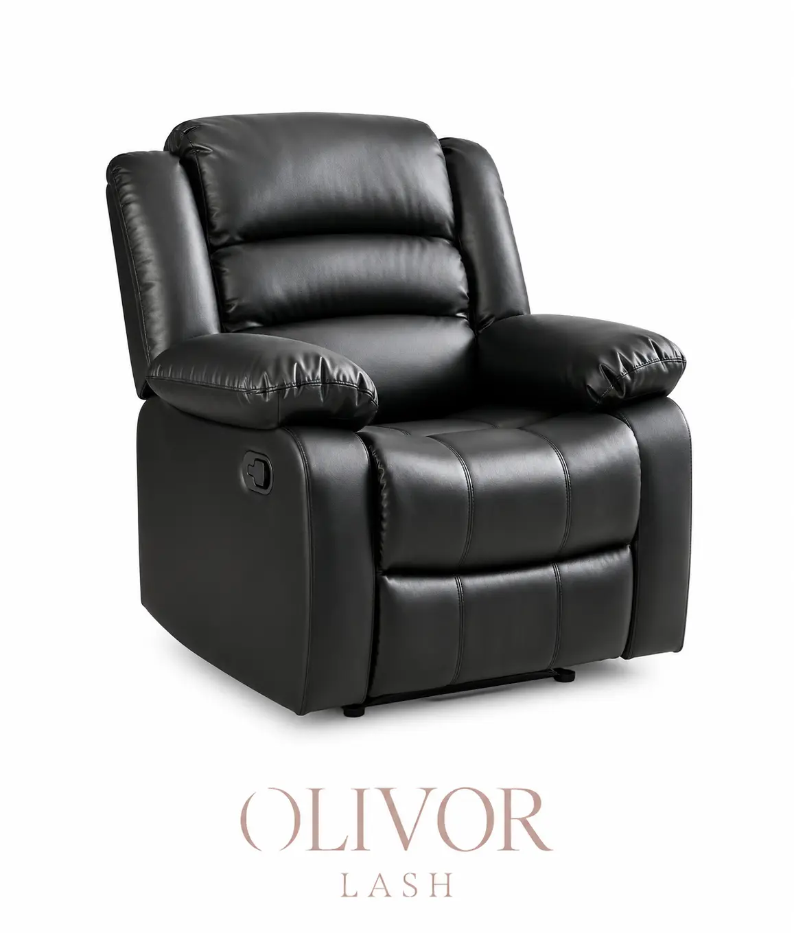 Olivor Lash Cozy Faux Leather Plush Recliner with Manual Recline, Padded Arms - Indoor Furniture Chair for Brows, Lash Sets, Beauty Services, Salon Suites, Lash Extensions, 150° Reclining