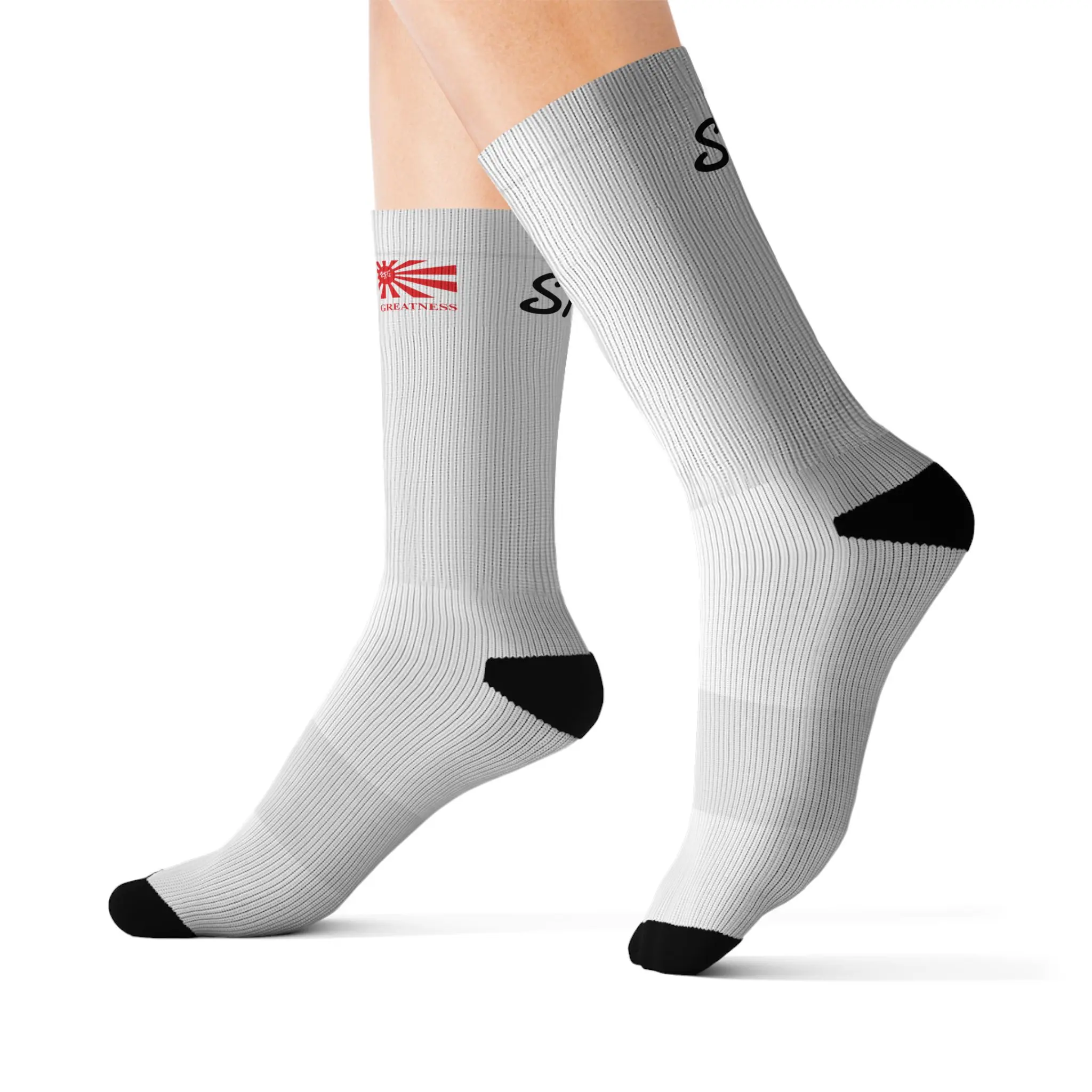 Minimal Stripe Crew Socks Sublimation Socks | Custom Initials, UK Flag Accent