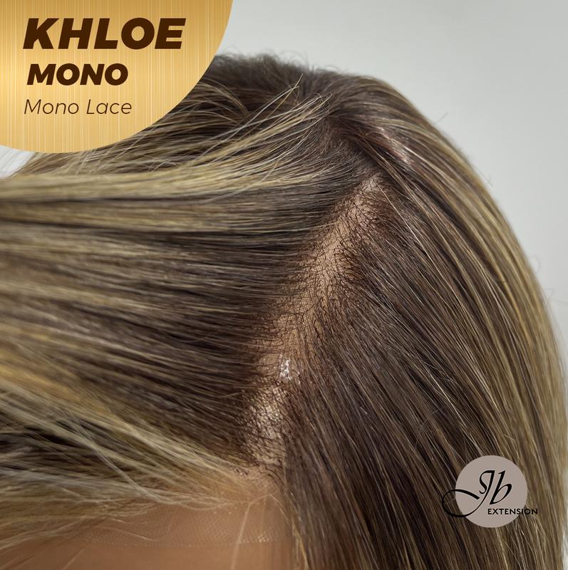 JBEXTENSION KHLOE MONO Monofilament Handmade Wig 6X5 Full Monofilament Hand Tied Top Wig 12 Inches Bob Cut Hazelnut Blonde Highlight Mono Lace Handmade Futura Fiber Wig With Anti-slip Silicone Strips Glueless Wig KHLOE MONO【BENDY EAR TABS】