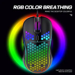 Ultra-Lightweight Black Gaming Mouse, Honeycomb RGB Wired Mouse with 7200 DPI, Ergonomic Shell Design for Smooth & Fast Movement, 6 Buttons for PC/Laptop