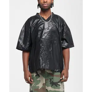 Loiter Vegan Leather Football Top Black