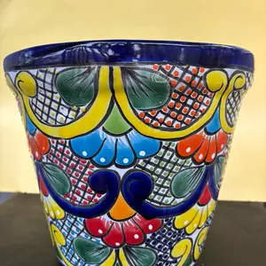 Mexican Talavera Half Planter for Home and Garden Plant Display