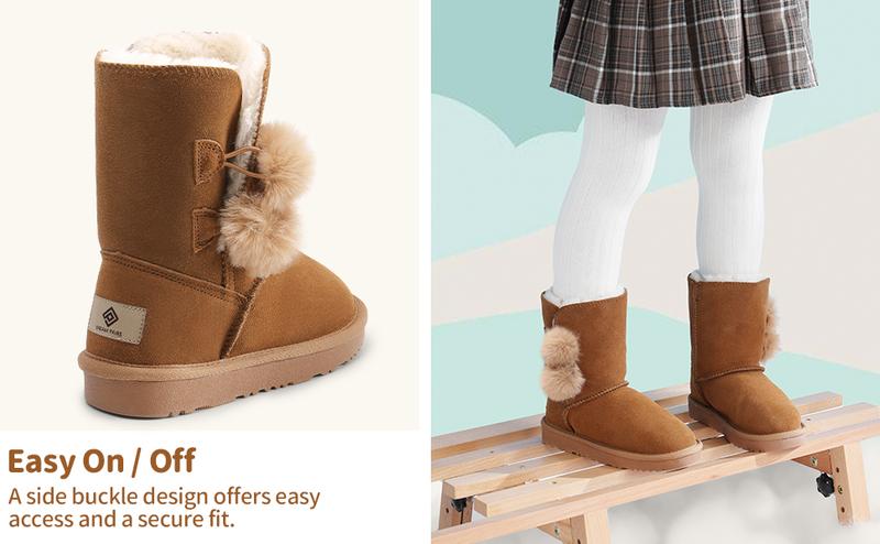 DREAM PAIRS KIDS [FuzzyChic Kid's Lolly] Toddler/Little Kid/Big Kid Winter Snow Sheepskin Fur Boots