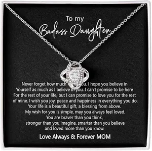 Daughter gift necklace, daughter birthday gift, gift for daughter, daughter jewelry, to my badass daughter love knot necklace