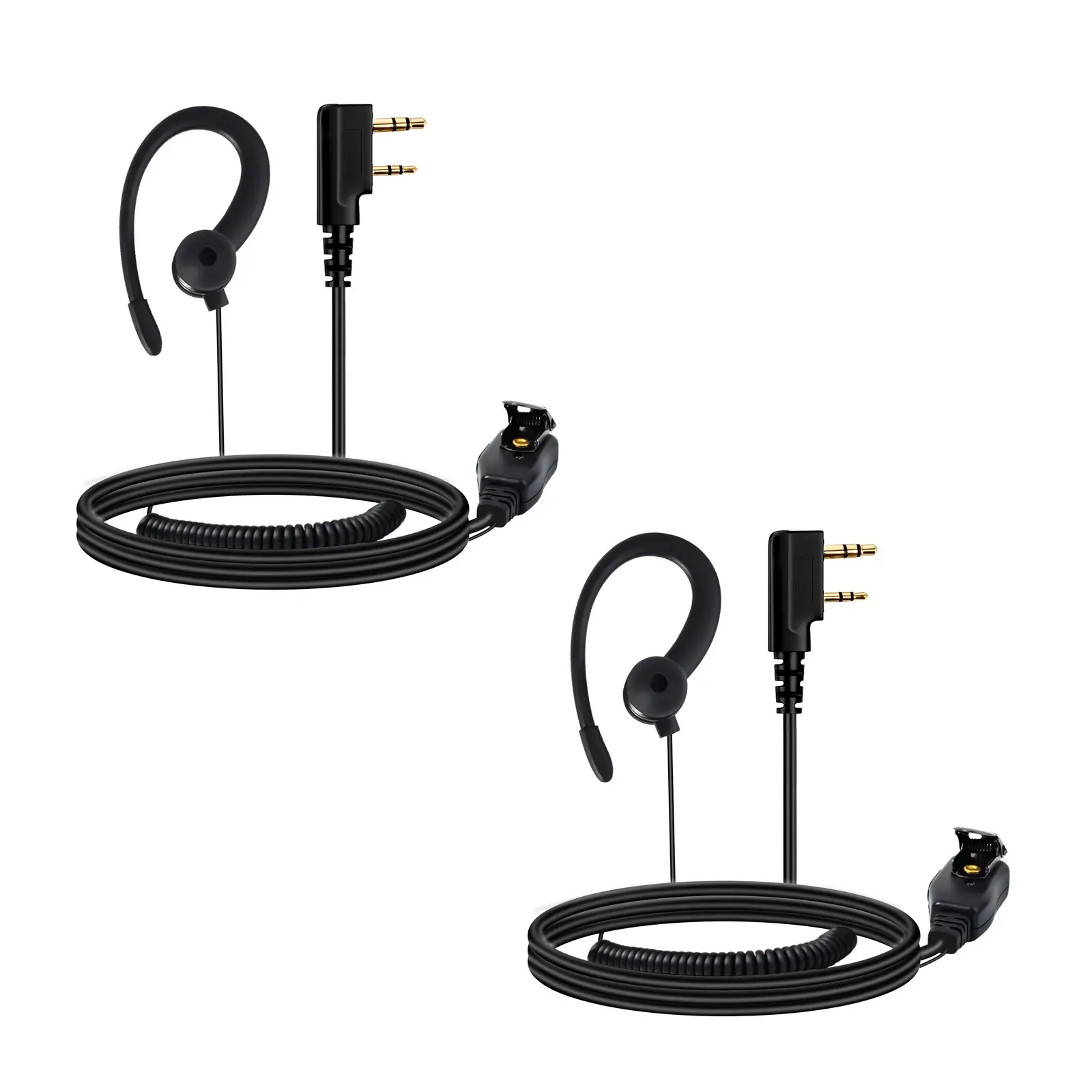 YNIBST K-Type Plug Two Way Radio Earpiece w PTT Microphone,C Shape Ear Hook,2-Pin Walkie Talkie Headset Compatible with Kenwood, Retevis, Pxton, Wouxun,HYT,Baofeng UV5R Walkie Talkie Heavy-Duty for Security, Restaurant, Warehouse & Outdoor Use(2 Pack)