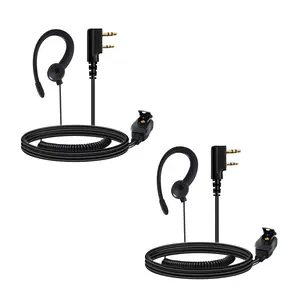 K-Type Plug Two Way Radio Earpiece w PTT,C Shape Ear Hook,2-Pin Walkie Talkie Headset with Swivel Boom Mic Compatible with Kenwood, Retevis, Pxton, Wouxun,HYT,Baofeng UV5R Walkie Talkie  Heavy-Duty for Security, Restaurant, Warehouse & Outdoor Use(2 Pack)