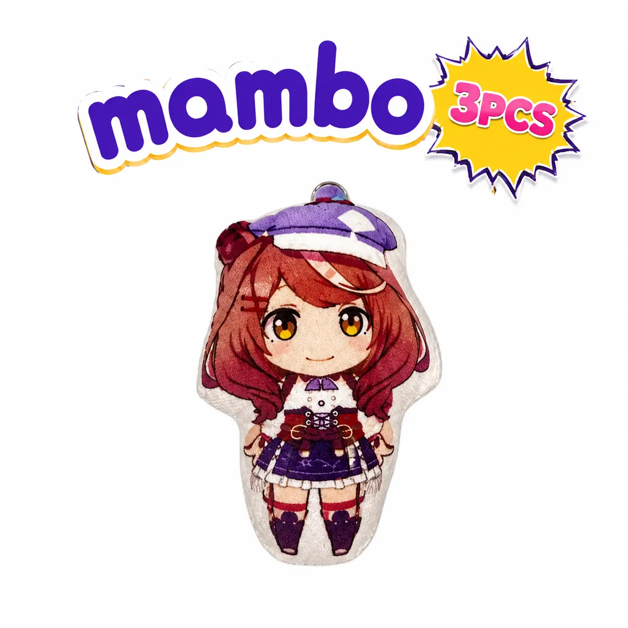 [LARK PINE] Mambo Squeeze Plush Keychain — Kawaii Anime Squishy Bag Charm with Funny Sound, Viral TikTok Brainrot Toy Gift