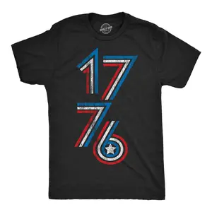 Mens 1776 Stripes Funny T Shirt Awesome Fourth Of July Graphic Tee for Men Mens Funny T Shirts Cool Vintage Fashion T-Shirt Gift Classic Menswear Patriotic Apparel for Men Novelty Tees for Guys Black -