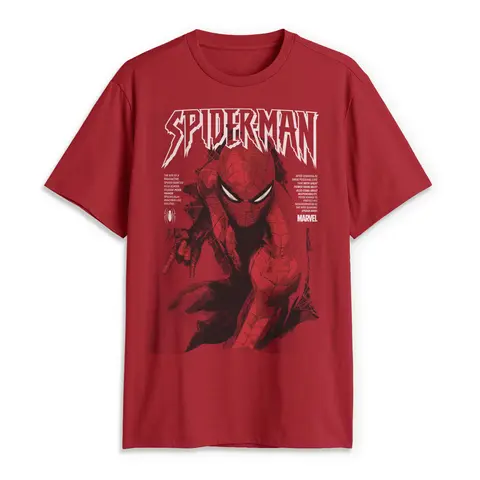 Marvel Men's Short-Sleeve Spider-Man Classic Painting Comic Cover Graphic Print T-Shirt, Menswear T-Shirt