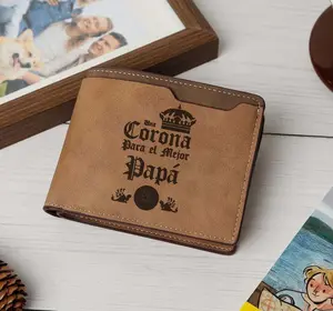 Una Corona Para el Mejor Papá – Crown Design Leather Wallet – Funny Spanish Craft leather wallet,Slim Wallet,Minimalist,Men’s Wallet,Card Holder,Trendy 2025,Luxury