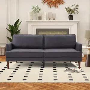 【Summer Sale】EBELLO Sofa Bed, Faux Leather Sleeper Sofa with Soft Padded Seat and Wooden Frame, Convertible Futon for Living Room